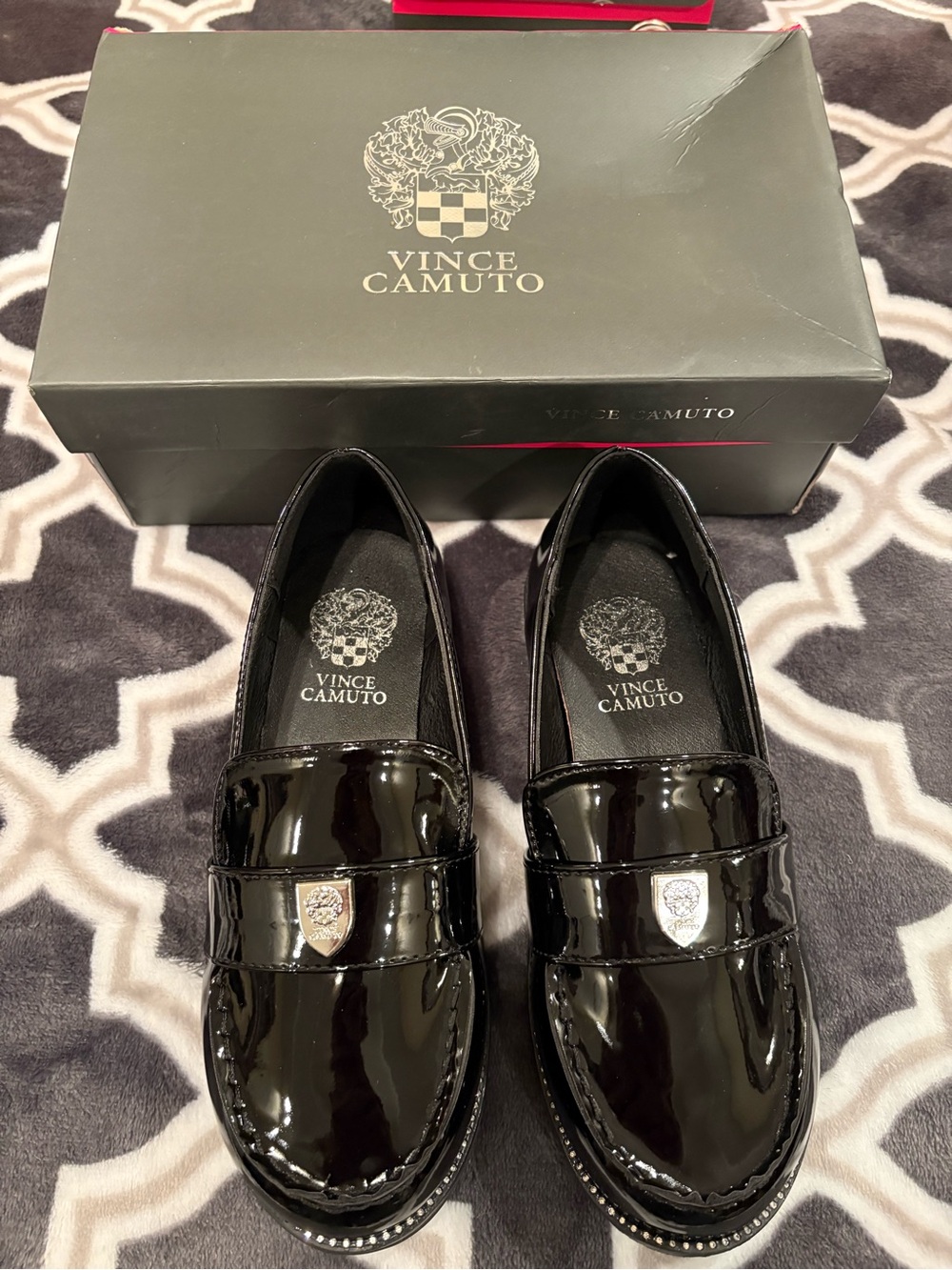 Vince Camuto Kid’s Black Patent Leather Loafers